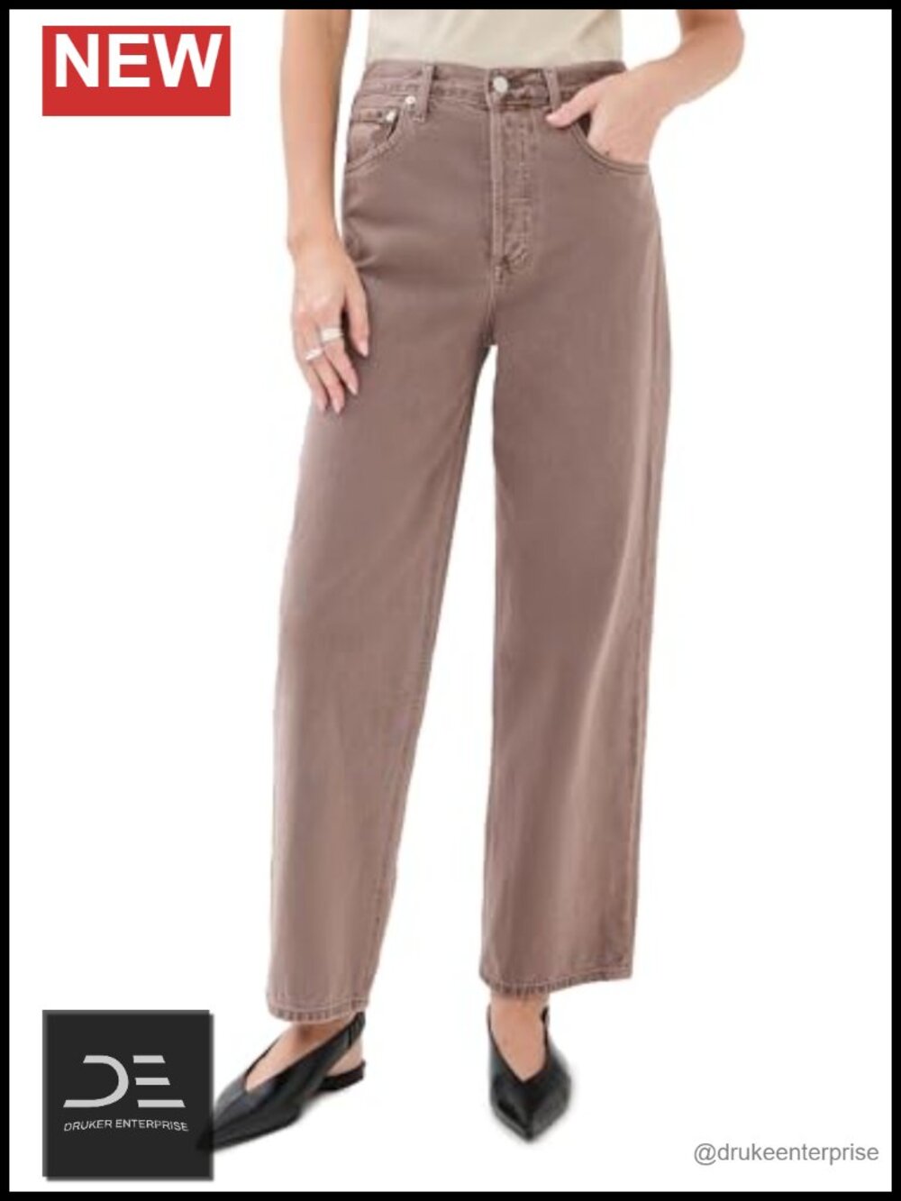 High Rise Wide Leg Jeans Non-Stretch 100% Cotton Button Fly